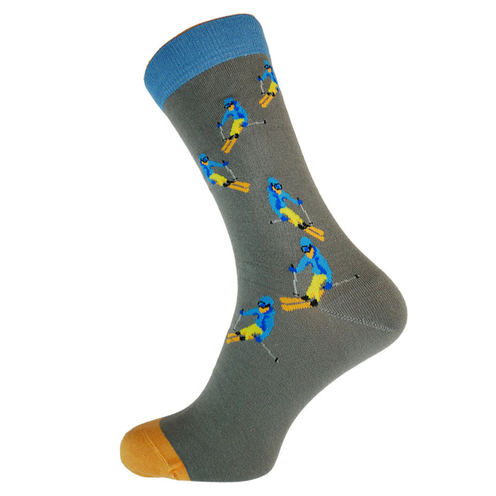 Skiing Men's Bamboo Socks - Ski Lover Crew Socks
