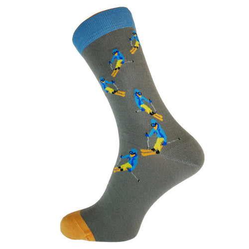 Skiing Men's Bamboo Socks - Ski Lover Crew Socks