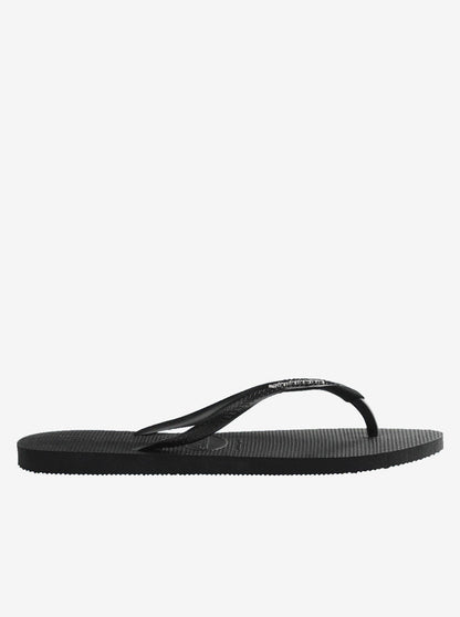 Slim Metallic Logo Flip Flops Womens