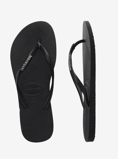 Slim Metallic Logo Flip Flops Womens