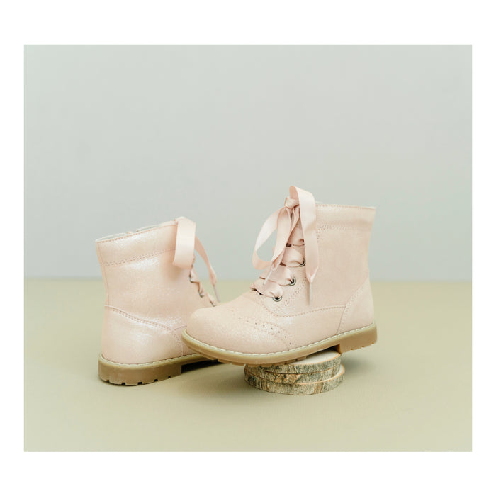 Toddler Girl's Combat Boot - Stellina Blush Pink Boot - L'Amour Shoes