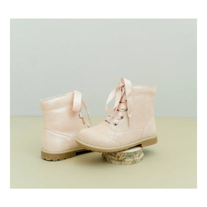 Toddler Girl's Combat Boot - Stellina Blush Pink Boot - L'Amour Shoes