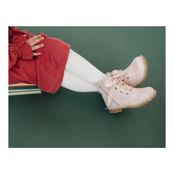 Toddler Girl's Combat Boot - Stellina Blush Pink Boot - L'Amour Shoes