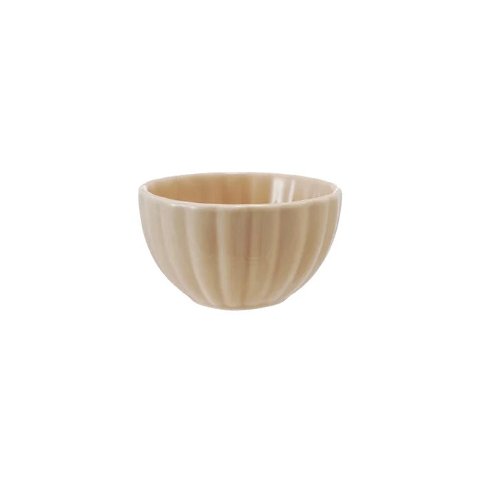 Stoneware Ribbed Bowl in Cream