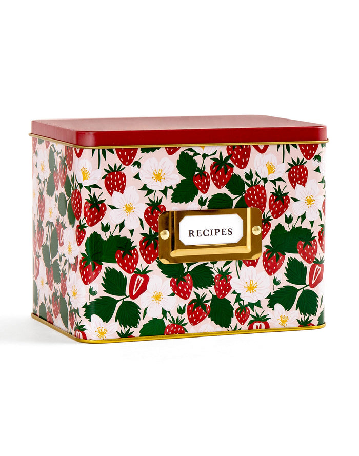 Strawberry Patch Tin Recipe Box