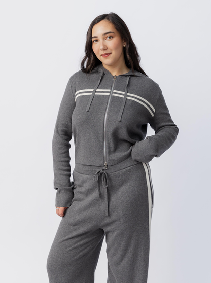 Striped Knit Zip Up