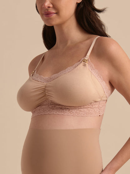 Chai Supima® Cotton Nursing Bralette - Side Angle Close-Up with Gold Nursing Clasp Detail | Hanky Panky