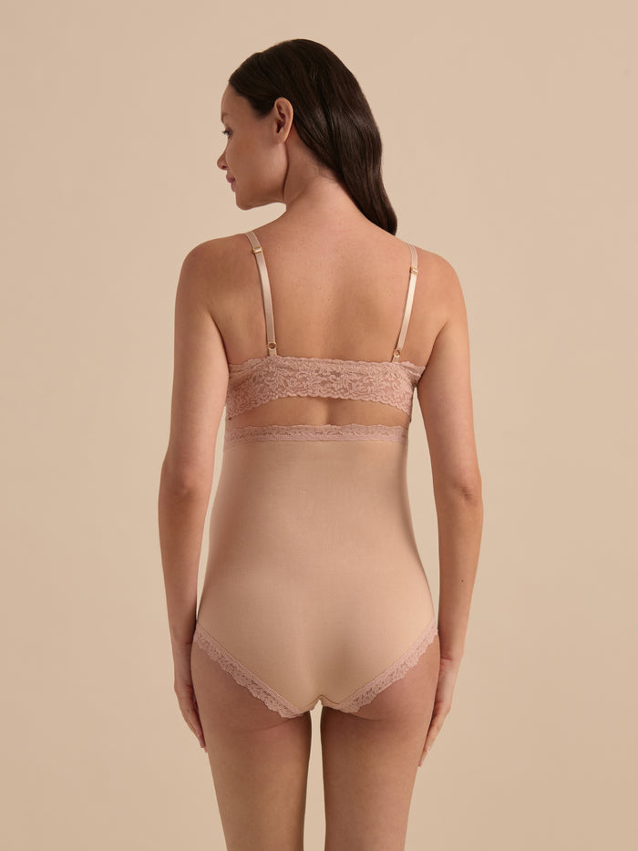 Chai Supima® Cotton Nursing Bralette - Full Back View on Model with Matching Lace Panty | Hanky Panky