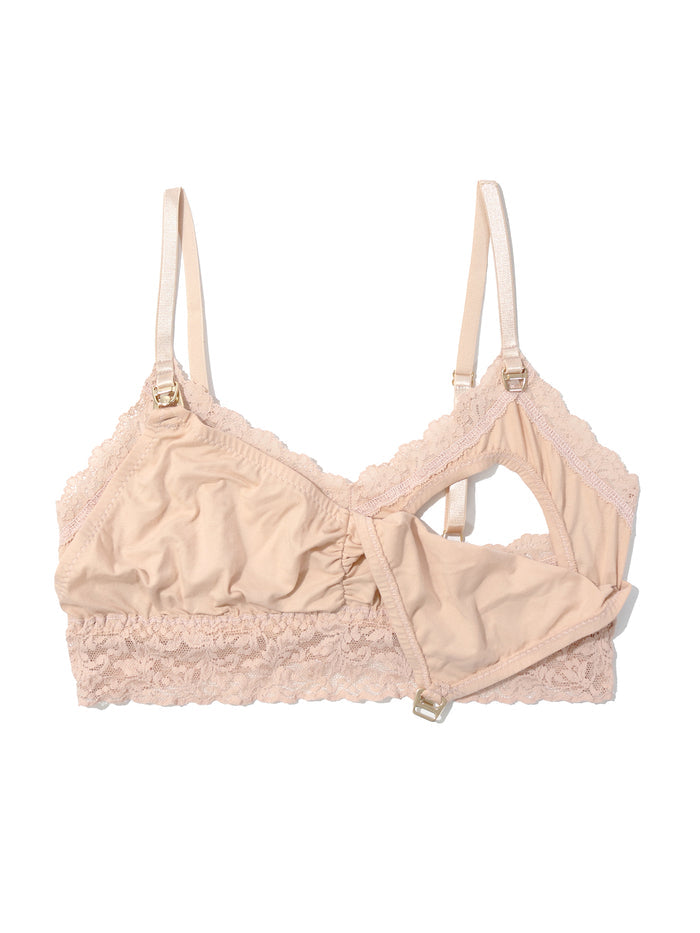 Chai Supima® Cotton Nursing Bralette - Flat Lay One Cup Unclasped Showing Nursing Access | Hanky Panky