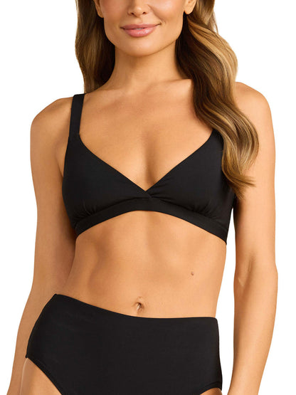 Black Swim Triangle Bralette Top - Front View, Supportive Bikini Bralette | Hanky Panky