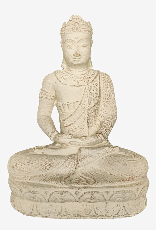 TABLE - OUTDOOR DECOR: Beautiful Stone Meditating Buddha, sitting in Lotus Pose.
