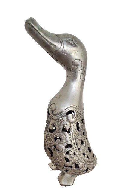 Table Decor. Cute Bronze Duck Sculpture in Floral design.