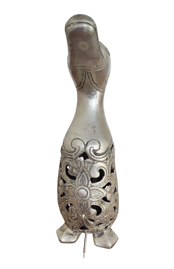Table Decor. Cute Bronze Duck Sculpture in Floral design.