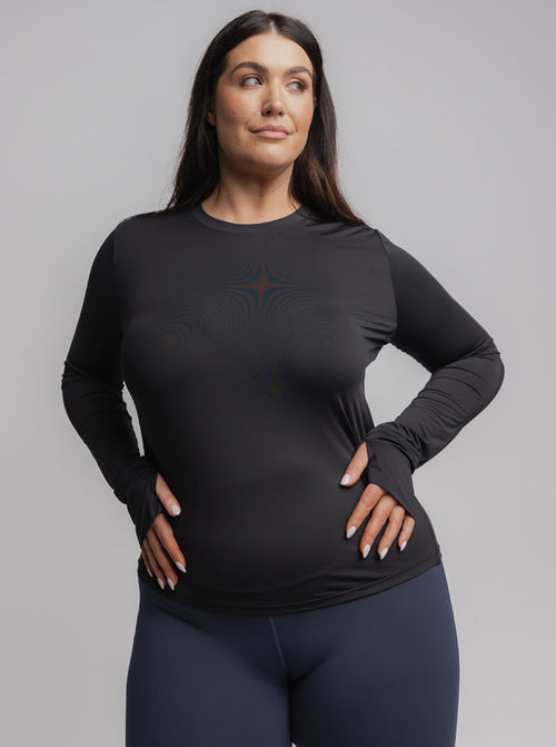 Taylor Long Sleeve Run Top in Black