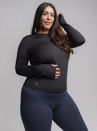 Taylor Long Sleeve Run Top in Black