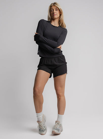 Taylor Long Sleeve Run Top in Black