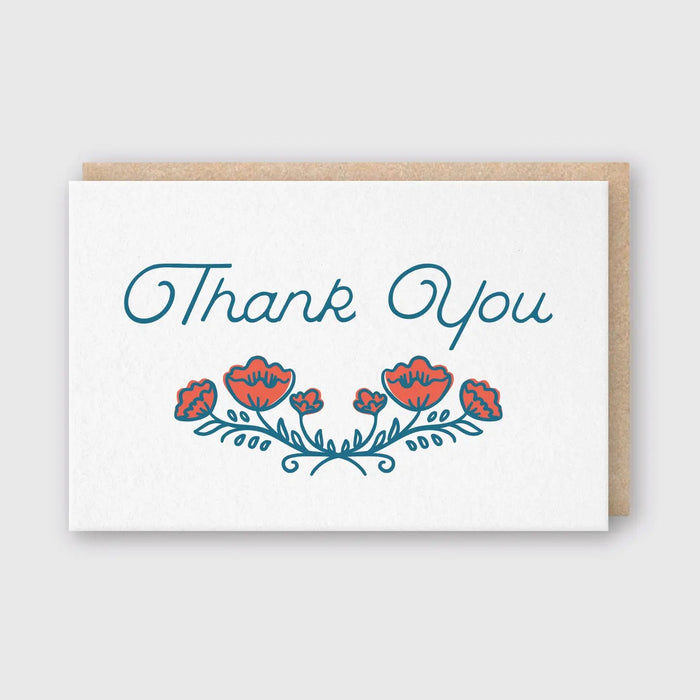 Thank You Script Floral Card