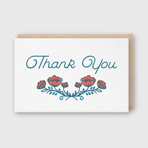 Thank You Script Floral Card