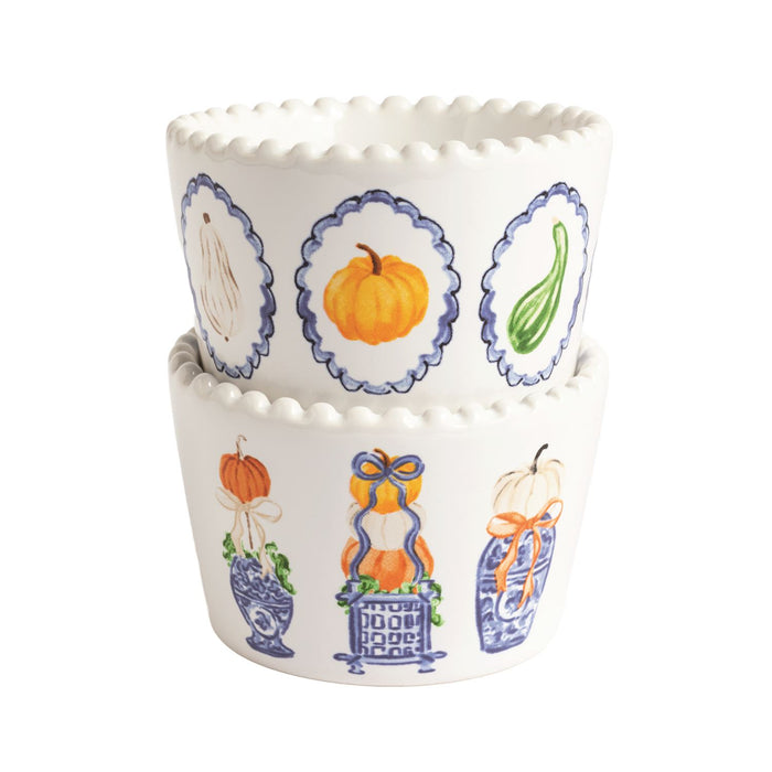 Three Pumpkins Topiary Tidbit Set
