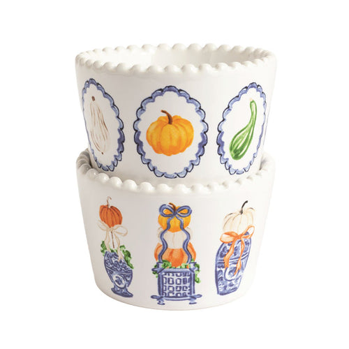 Three Pumpkins Topiary Tidbit Set