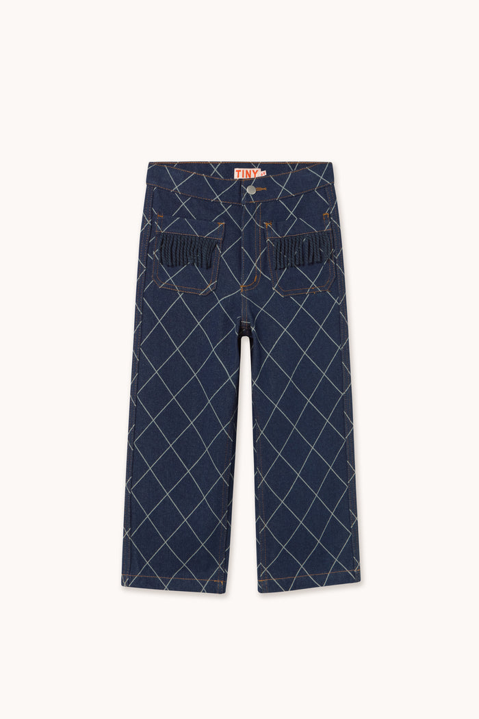 Tiny Cottons – Diamond Pattern Fringe Denim Pant