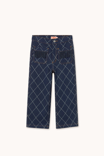 Tiny Cottons – Diamond Pattern Fringe Denim Pant