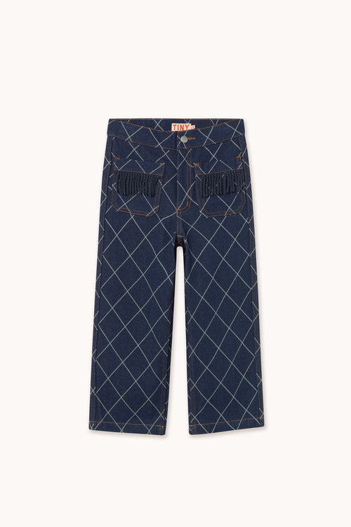 Tiny Cottons – Diamond Pattern Fringe Denim Pant
