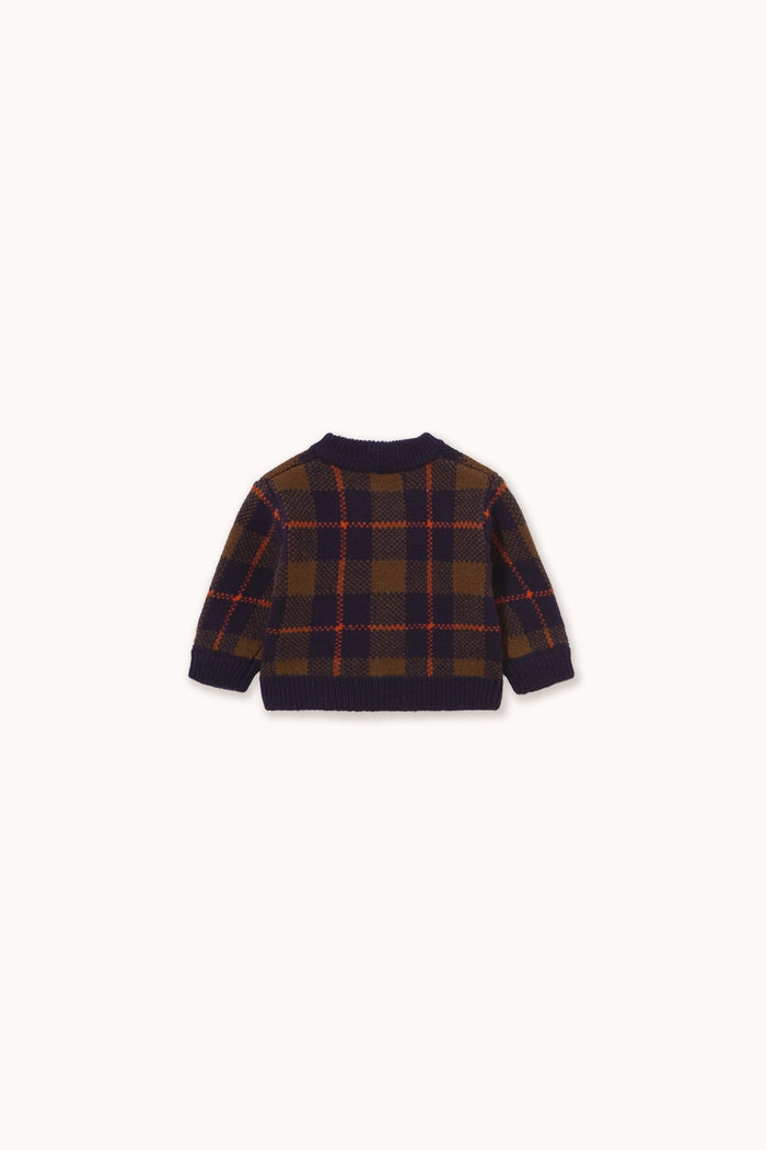 Tiny Cottons – Navy Check Wool Cardigan