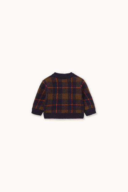 Tiny Cottons – Navy Check Wool Cardigan