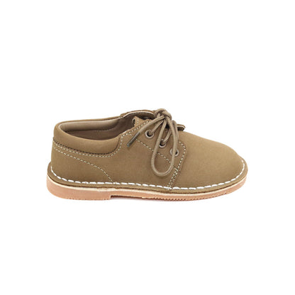 Toddler Boys Nubuck Khaki Leather Lace Up Shoe - Back to School - Wedding Formal Boy's Shoe - L'Amour Shoes
