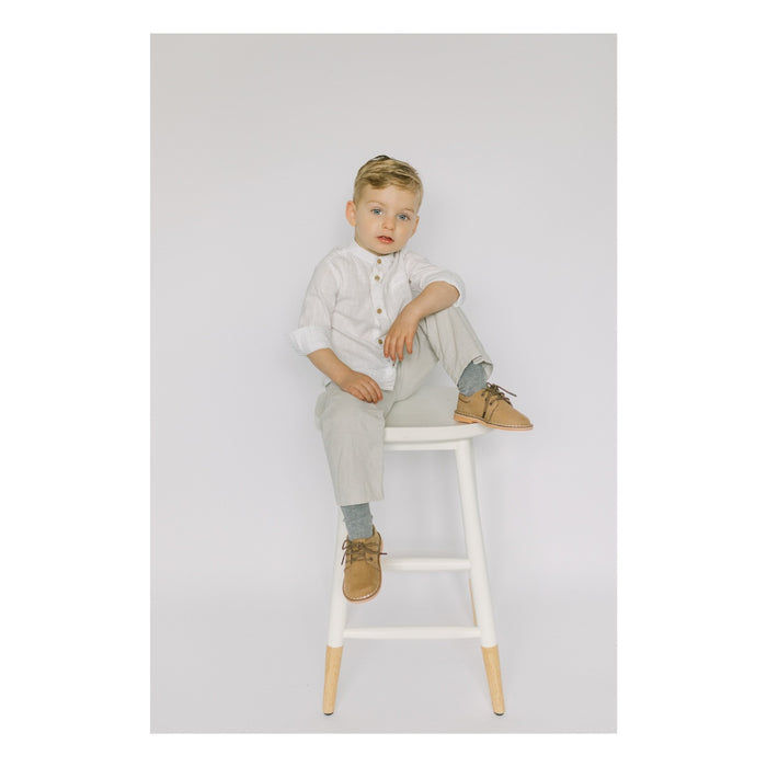 Toddler Boys Nubuck Khaki  Leather Lace Up Shoe - Back to School - Wedding Formal Boy's Shoe - L'Amour Shoes Tyler