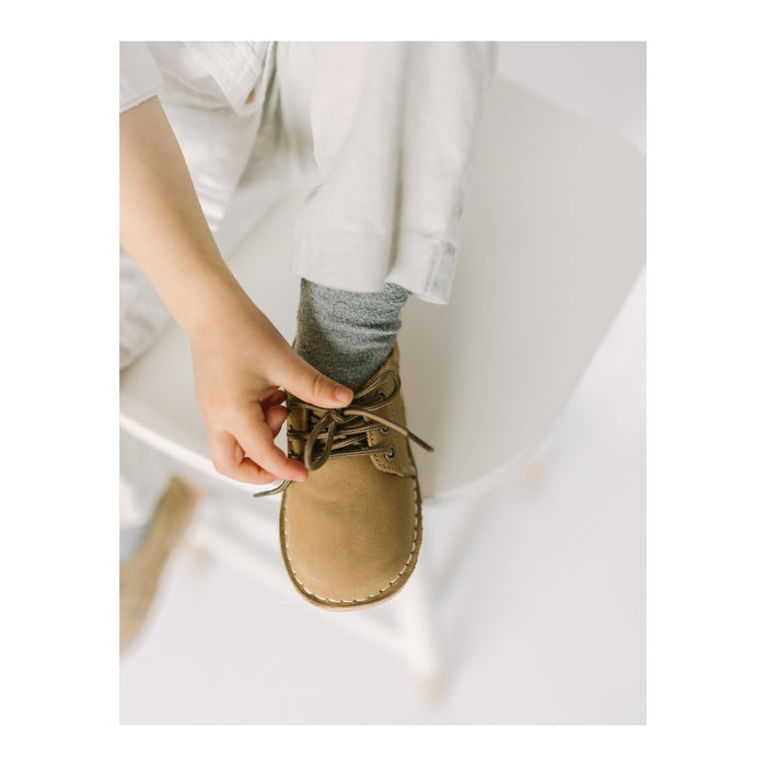 Toddler Boys Nubuck Khaki  Leather Lace Up Shoe - Back to School - Wedding Formal Boy's Shoe - L'Amour Shoes Tyler