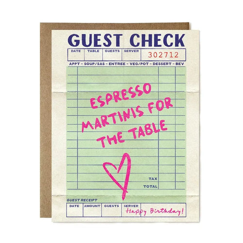 Ula Bloom - Espresso Martini Guest Check Greeting Card