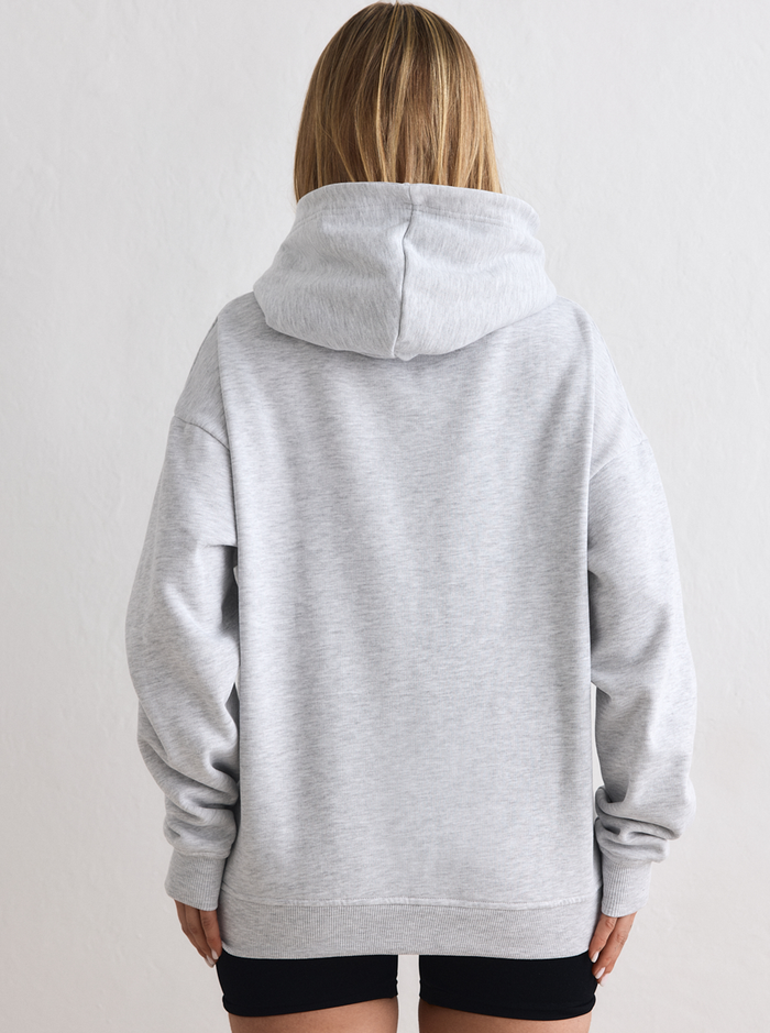 Varsity Boxy Hood in Grey Melange
