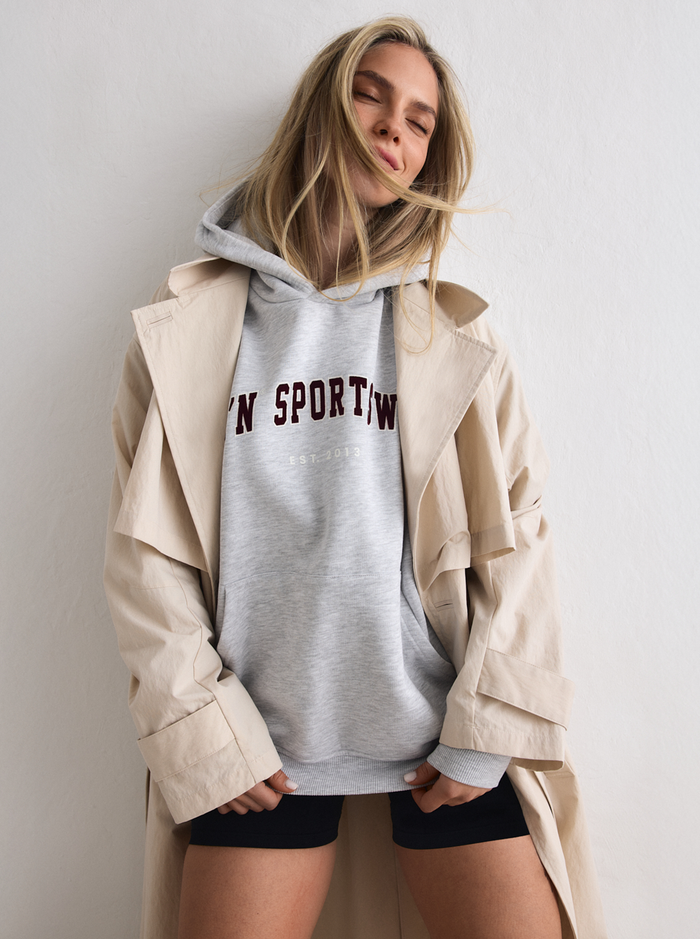 Varsity Boxy Hood in Grey Melange