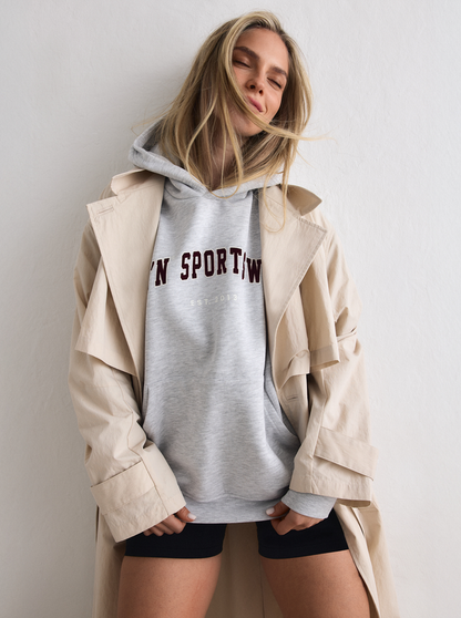 Varsity Boxy Hood in Grey Melange
