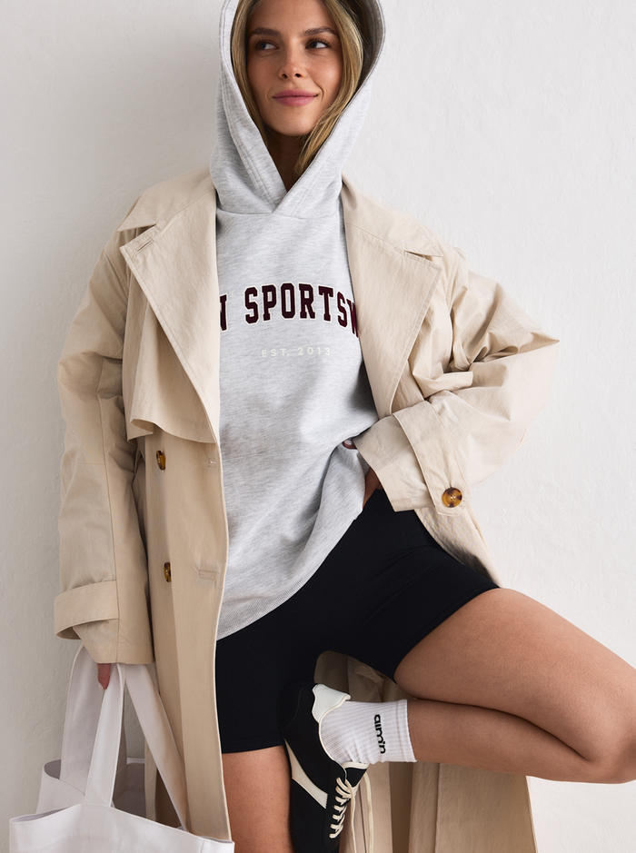 Varsity Boxy Hood in Grey Melange
