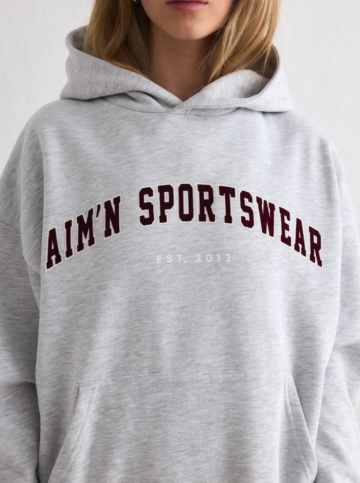 Varsity Boxy Hood in Grey Melange