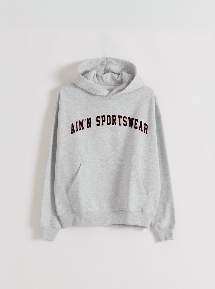 Varsity Boxy Hood in Grey Melange