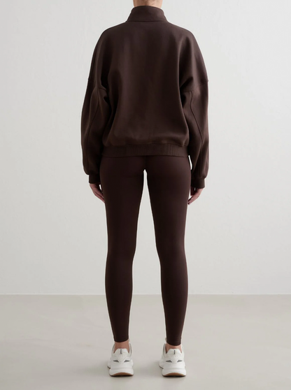 Varsity Sweat Half Zip in Chocolate