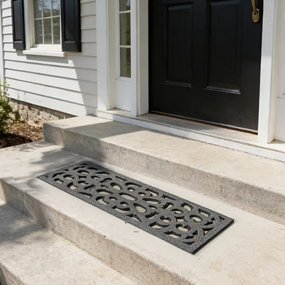Victorian Style Eco-Friendly Rubber Step Mat - Grey - Indoor Outdoor