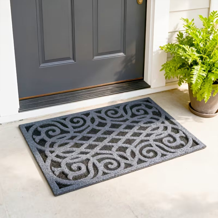 Victorian Style Eco Indoor/Outdoor Door Mat - Dark Grey