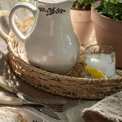Villa Lua - Hand Painted Margot Pitcher in Brown Flowers