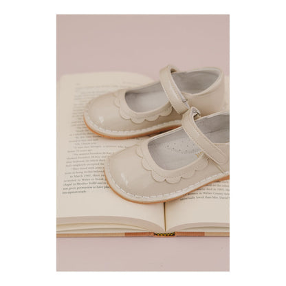 Violette Patent Cream Scalloped Petal Mary Jane - Toddler Girls Classic Shoes - L'amour Shoes
