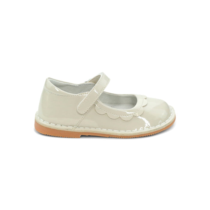 Violette Patent Cream Scalloped Petal Mary Jane - Toddler Girls Classic Shoes - L'amour Shoes