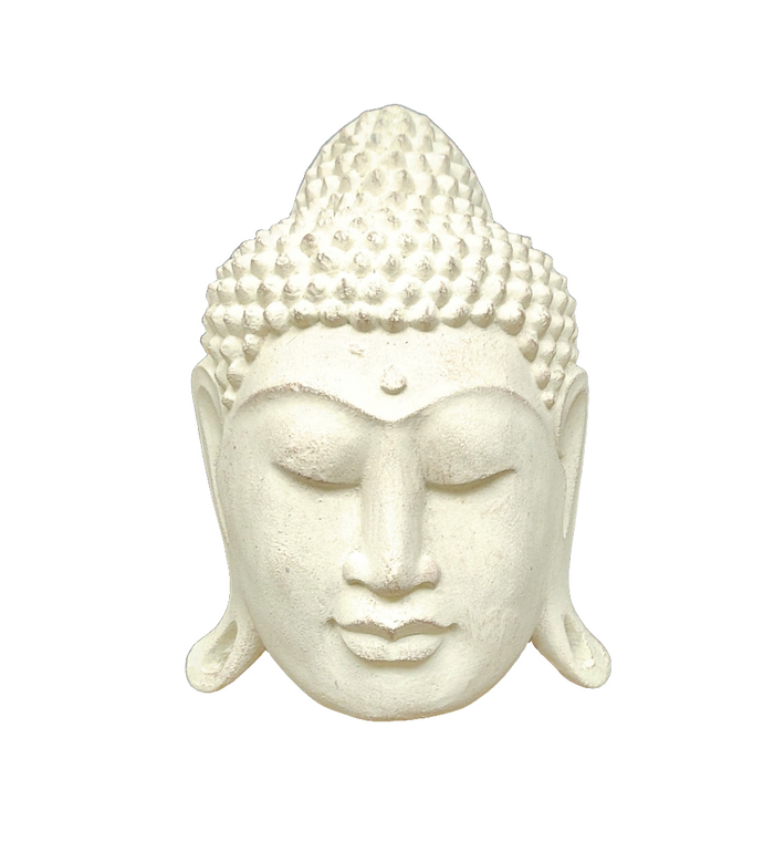 Wall - Garden Decor. Beautiful Serene Buddha Face Stone Mask Sculpture.