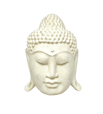 Wall - Garden Decor. Beautiful Serene Buddha Face Stone Mask Sculpture.