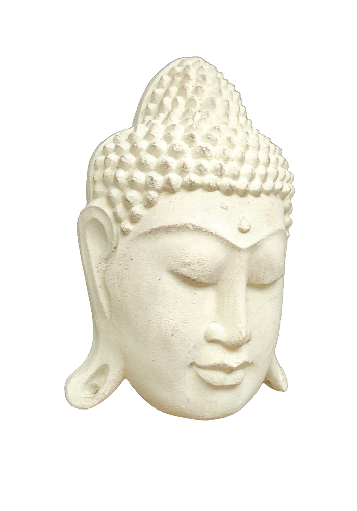 Wall - Garden Decor. Beautiful Serene Buddha Face Stone Mask Sculpture.