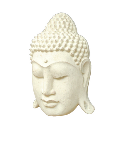 Wall - Garden Decor. Beautiful Serene Buddha Face Stone Mask Sculpture.