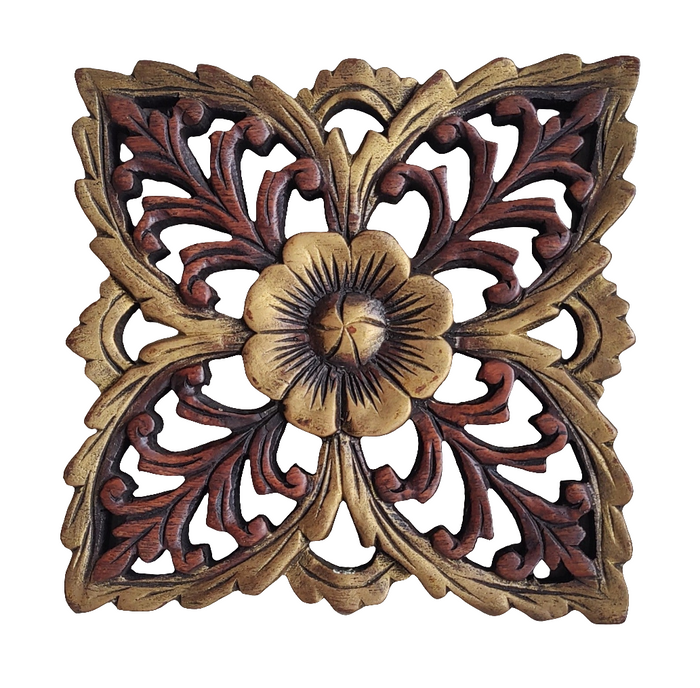 Wall decor: Wooden Carved Floral Wall Art Decor.